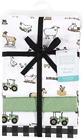 Hudson Baby Unisex Baby Cotton Flannel Receiving Blankets, Boy Farm, One Size - Image 2