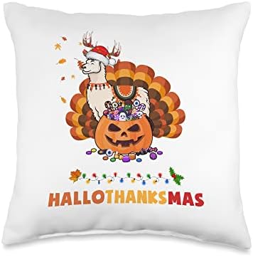 Mr Boo Christmas Turkey Santa Llama Halloween Thanksgiving Christmas Throw Pillow, 16x16, Multicolor by Unknown