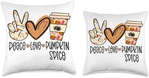Peace Love Pumpkin Space Latte Thanksgiving Fall Autumn Throw Pillow - Image 3