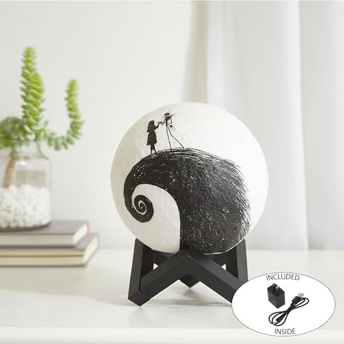 Idea Nuova The Nightmare Before Christmas Spiral Hill LED Mood Light, Color Changing Decorative Lamp Featuring Jack Skellington,Battery Operated Tabletop Light (Pack of 2)