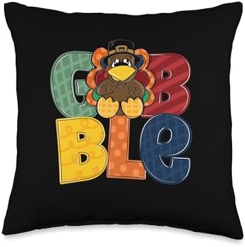 Thanksgiving Day Gobble Turkey Trot Funny Throw Pillow by Unknown