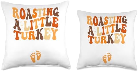Roasting a Little Turkey Thanksgiving Pregnancy Announcement Throw Pillow - Image 3