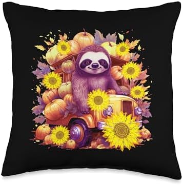 Thanksgiving Sloth Lover Gift for Men Women Kids Girls Boys Throw Pillow by Unknown