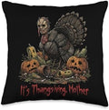 Horror Thanksgiving Turkey with Creepy Pumpkins Throw Pillow by Unknown