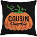 Funny Halloween Costume Holiday Party Store Cousin Pumpkin Funny Halloween Family Costume Thanksgiving Throw Pillow, 16x16, Multicolor by Unknown
