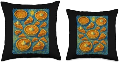 Pumpkin Pie Starry Night Van Gogh for Thanksgiving Lover Throw Pillow - Image 3