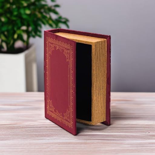 Vintiquewise Decorative Vintage Book Shaped Trinket Storage Box - Red