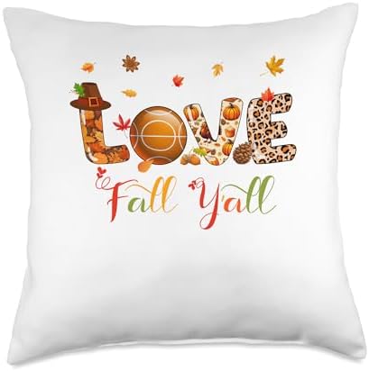 Fall Y'all Thanksgiving Bocce Ball Player Costume Colorful Throw Pillow by Unknown