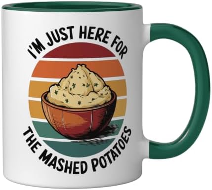 I'm Just Here For The Mashed Potatoes Ceramic Mug, Dark Green/White, 11oz - Image 2