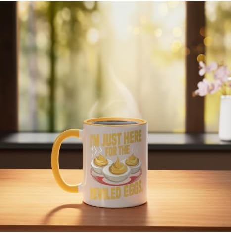 I’m Just Here for the Deviled Eggs Egg Expert Deviled Egg Ceramic Mug, Yellow/White, 11oz - Image 3