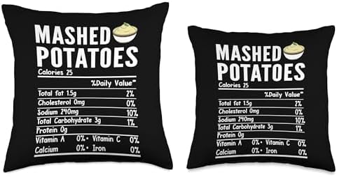 Mashed Potatoes Nutrition Facts Thanksgiving Food Matching Throw Pillow - Image 3