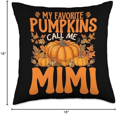 My Favorite Pumpkins Call Me Mimi Thanksgiving Grandmother Throw Pillow - Image 4