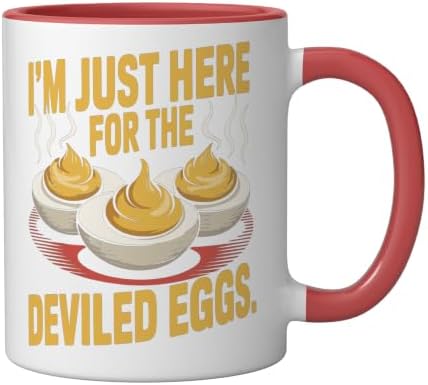 I’m Just Here for the Deviled Eggs Egg Expert Deviled Egg Ceramic Mug, Red/White, 11oz - Image 2
