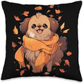 Pekingese Autumn Dog Autumn Leaves Thanksgiving Throw Pillow by Unknown