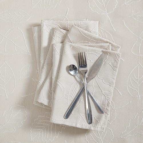 Laura Ashley Set of 6 Raised Embroidered Napkins, Maple Taupe - Image 2