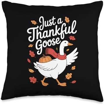 Thanksgiving Just a Thankful Goose Fall Harvest Pumpkin Pie Throw Pillow by Unknown