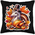Thanksgiving Unicorn Fall Autumn Girl Cottagecore Pumpkin Throw Pillow by Unknown