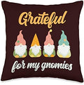 Grateful For My Gnomies Friendsgiving Thanksgiving Gnome Pun Throw Pillow by Unknown