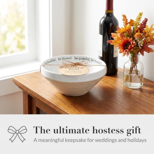 Mud Pie Thankful Bowl with 25 Gratitude Cards, Stoneware Thanksgiving Bowl - Image 6