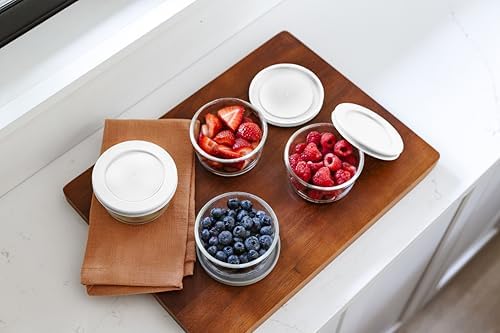 16-Piece Glass Food Storage Containers Set (8 Containers + 8 BPA-Free Lids) | 7-Ounce, Leakproof | Microwave, Freezer, Oven & Dishwasher Safe | Ideal for Meal Prep & Pantry Organization, White