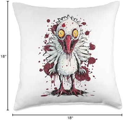 Creepy Zombie Creepy Turkey Thanksgiving Halloween Turkey Zombie | Creepy Thanksgiving Halloween Throw Pillow, 18x18, Multicolor - Image 4