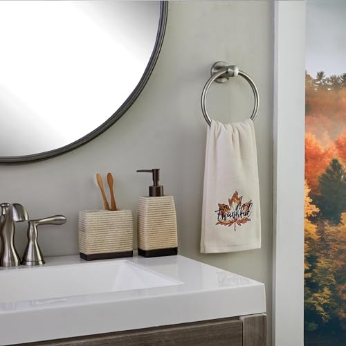 SKL Home Fall/Thanksgiving Thankful Leaf Hand Towel Set-2pc, Natural - Image 4