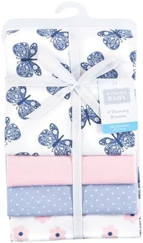Hudson Baby Unisex Baby Cotton Flannel Receiving Blankets 4-Pack, Beautiful Butterfly, One Size - Image 2