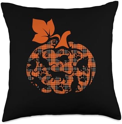 Cats Cute Pumpkin Shape Halloween Thanksgiving Lover Kids Throw Pillow by Unknown