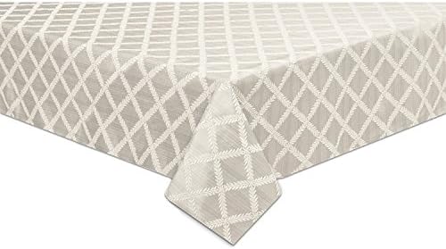 Lenox Laurel Leaf Tablecloth, Platinum - 70" W x 122" L by Lenox