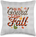 Oh My Gourd I Love Fall Autumn Leaves Thanksgiving Plaid Throw Pillow by Unknown