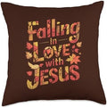 Falling In Love With Jesus, Fall, Autumn Thanksgiving Throw Pillow by Unknown