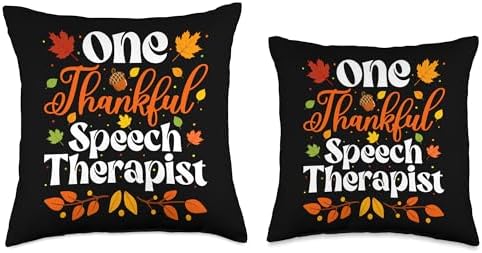 Thankful Speech Therapist Thanksgiving Speech Therapy SLP Throw Pillow - Image 3