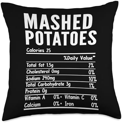 Mashed Potatoes Nutrition Facts Thanksgiving Family Matching Throw Pillow by Unknown