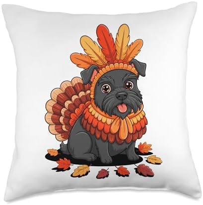 Thanksgiving Turkey Standard Schnauzer Throw Pillow by Unknown