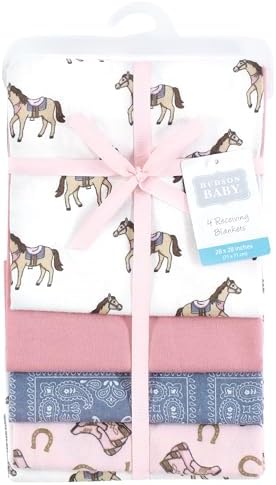 Hudson Baby Unisex Baby Cotton Poly Flannel Receiving Blankets, Cowgirl, One Size - Image 2