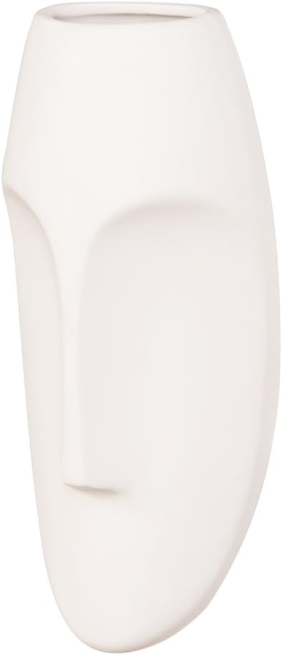 Howard Elliott Collection Oval Wall Hanging Face Sculpture, Contemporary Ceramic Accent for Entryway, Living Room, Hallway or Bedroom Decor, Matte White