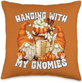 Orange Thanksgiving Gnome For Fall Love Pumpkin Spice Latte Throw Pillow by Unknown