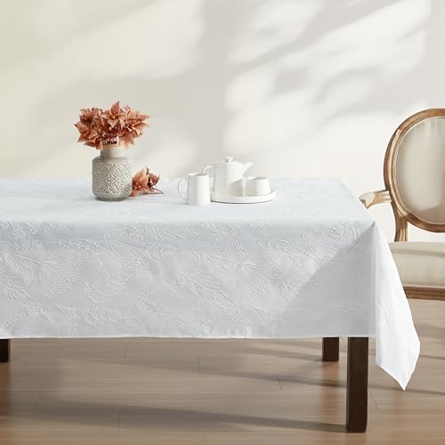 Laura Ashley Raised Embroidered Tablecloth, 60" x 120", Cynthia White - Image 2