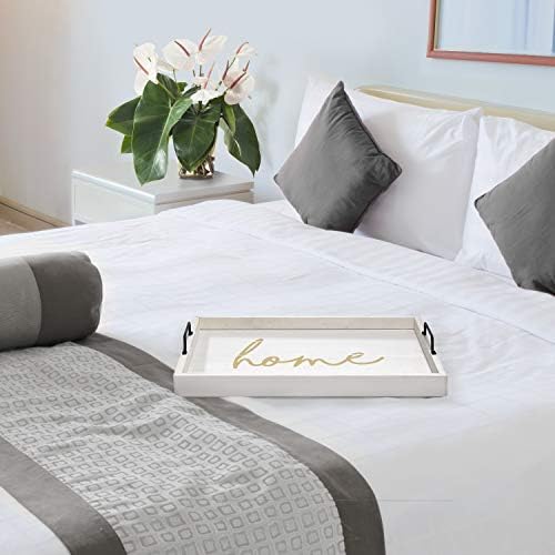 Elegant Designs HG2000-WHG Gold Coffee Table Decorative Wood Serving Tray w/Handles, 15.50" x 12", White Wash Home - Image 4