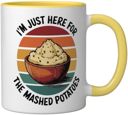 I'm Just Here For The Mashed Potatoes Ceramic Mug, Yellow/White, 11oz - Image 2