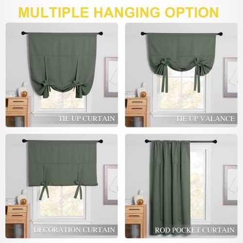 NICETOWN Thermal Insulated Blackout Curtain Tie Up Shade for Small Window Short Balloon Shade, Thermal InsulatedWindow Valances for Classroom Office Decor, W52 X L45, 1 Piece, Dark Mallard - Image 4