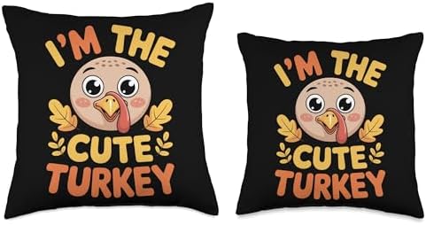 Thanksgiving Im The Cute Turkey Novembers Fall Fest Family Throw Pillow - Image 3