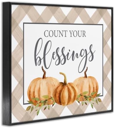 'Count Your Blessings Thankful Pumpkin Tartan'| Framed Giclee Art - Image 2
