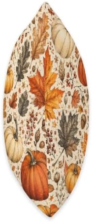 Vintage Autumn Pumpkin & Fall Leaves Pattern Throw Pillow - Image 2