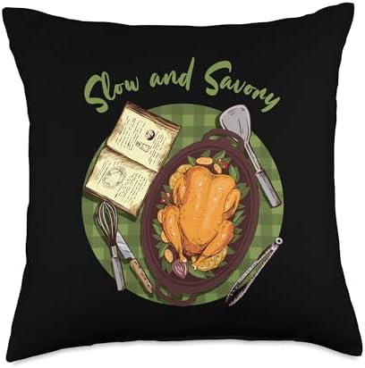 Slow and Savory Crockpot Casserole Thanksgiving Food Lover Throw Pillow by Unknown