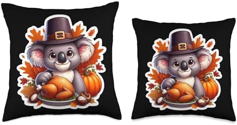 Thanksgiving Koala Fall Autumn Cottagecore Cute Australia Throw Pillow - Image 3