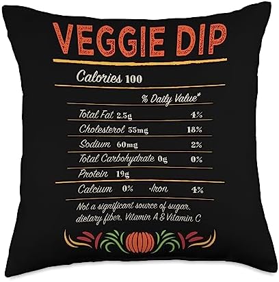 Witty Turkey Day Dipping Sauce Food Dinner Party Veggie Dip Nutrition Facts Funny Thanksgiving Humor Throw Pillow, 18x18, Multicolor by Unknown