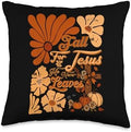 Boho Christian Thanksgiving Fall for Jesus He Never Leaves Throw Pillow by Unknown