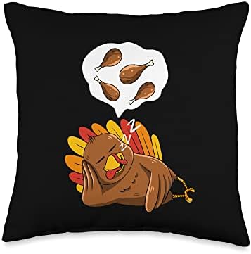 Turkey Sleeping Thanksgiving Day Funny Bird Fall Autumn Throw Pillow by Unknown