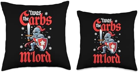 'TWAS The Carbs M'Lord Funny Thanksgiving Knight Cockies Throw Pillow - Image 3